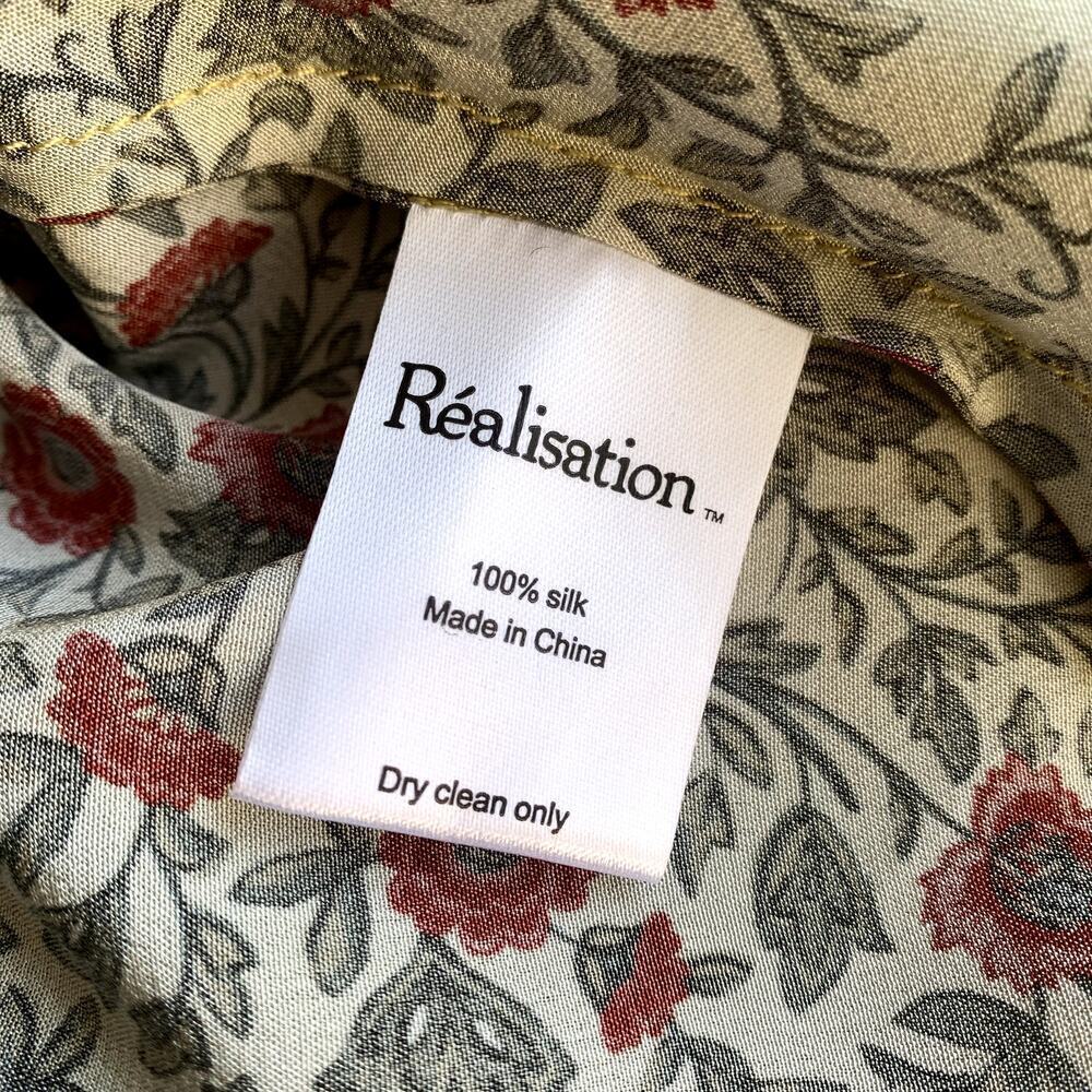 NWT Realisation Alba Silk Floral Spaghetti Strap Midi Slip Dress Dahlia Tan - Picture 10 of 12